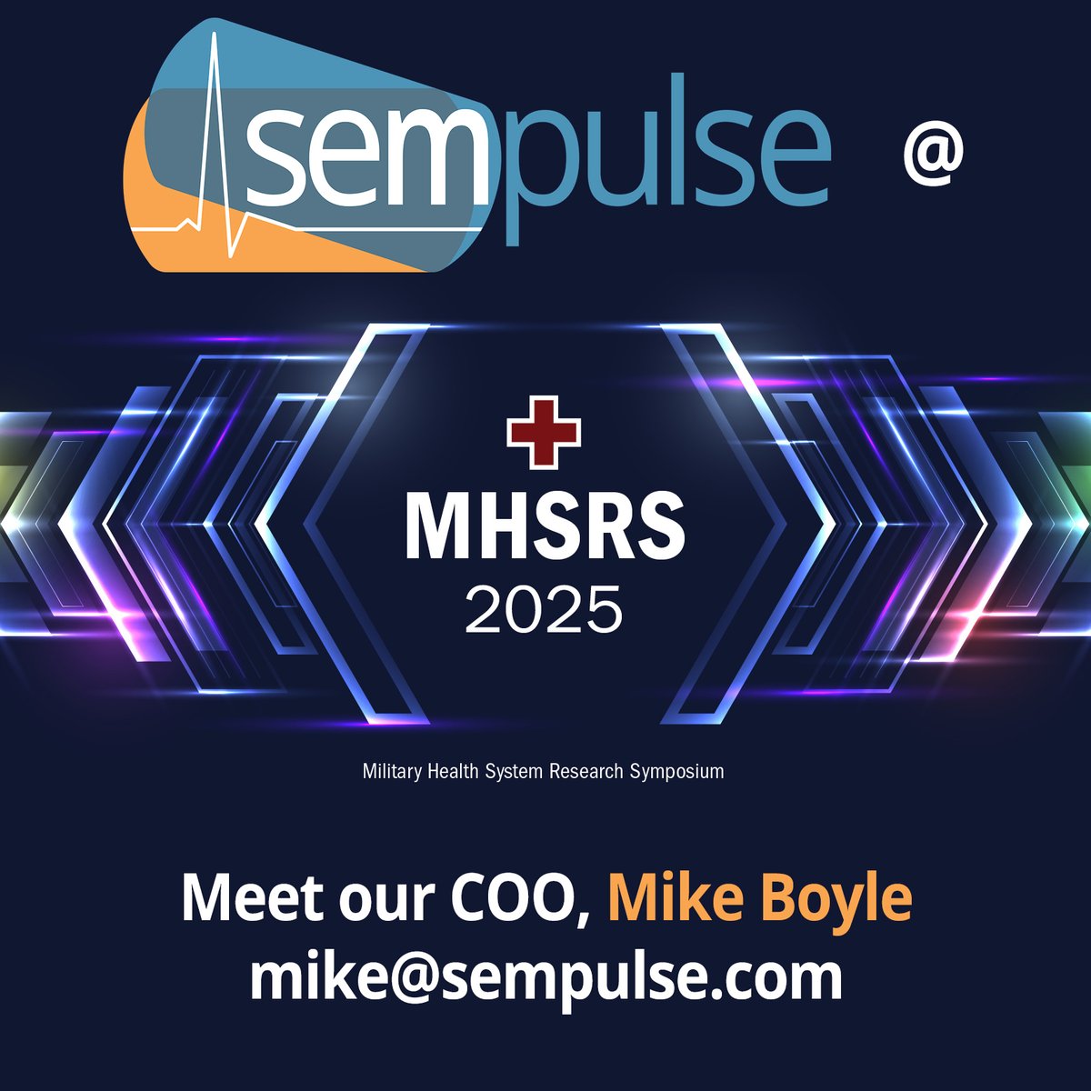🚨 Headed to MHSRS next week? Come meet Sempulse!

Our COO, Mike Boyle, will be there showcasing the Sempulse Halo - the only wearable at the event with confirmed lives saved. Say hello or reach out to Mike directly to connect.

#MHSRS #Sempulse #SavesLives #MilitaryHealth