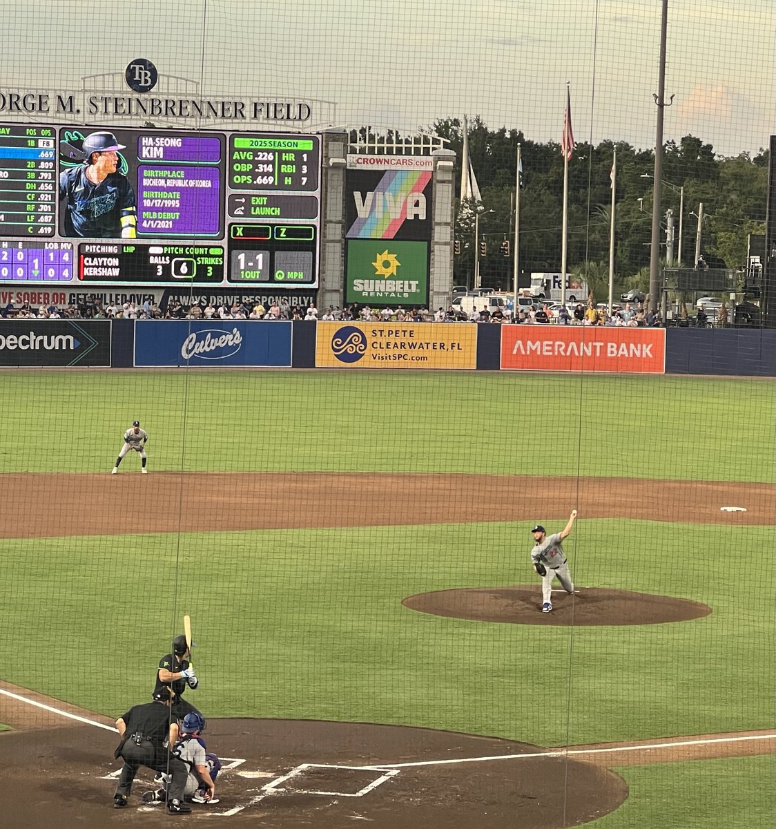 DodgerBlue1958's tweet photo. Who had Clayton Kershaw pitching at a Spring Training stadium in Florida on their bingo card? https://t.co/clKD1E8vZ2