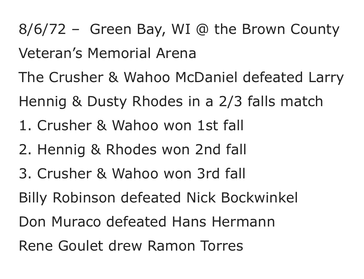 ⭐️AWA 1972⭐️
Very early Bockwinkel vs. Robinson match. 
Great main as well.