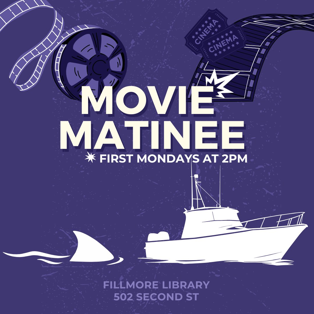 Dive into suspense and thrills with Steven Spielberg’s classic thriller blockbuster! Join us at Fillmore Library for an unforgettable movie screening of the film that made everyone think twice about going into the water.