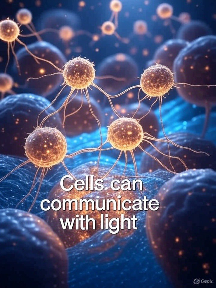 🧬 Your Cells Can “Talk” to Each Other with Light ✨

This sounds like science fiction—but cutting edge research is demonstrating that this may be one of the most exciting discoveries in biology. 

It appears that human cells can communicate using light. Scientists have observed