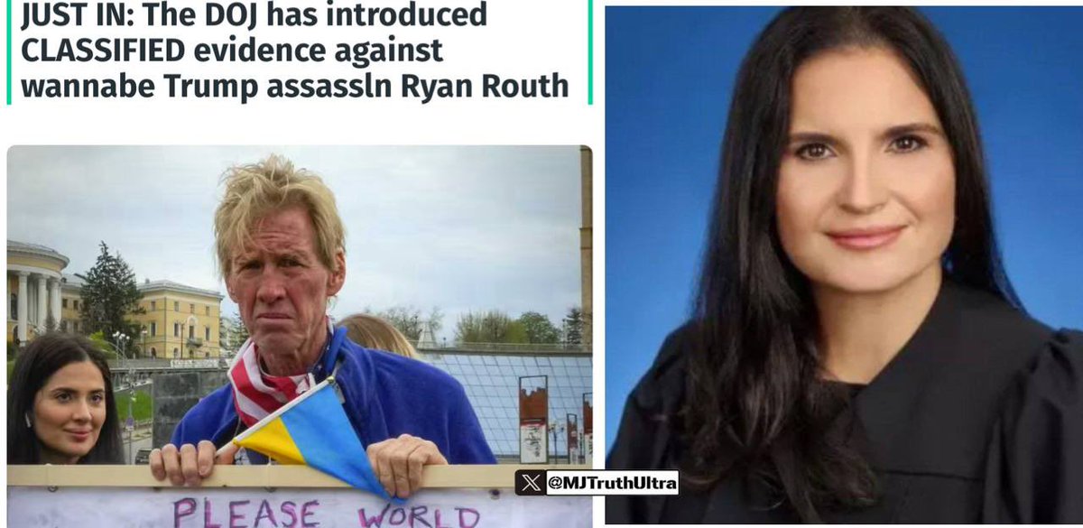 Whoa… this is crazy

🚨 The DOJ has introduced Classified evidence against wannabe Trump assassln Ryan Routh

But Trump appointed Judge Aileen Cannon ruled the evidence could cause “Exceptionally Grave Damages to the National Security of the U.S.,” so she SEALED it.

🔴MY
