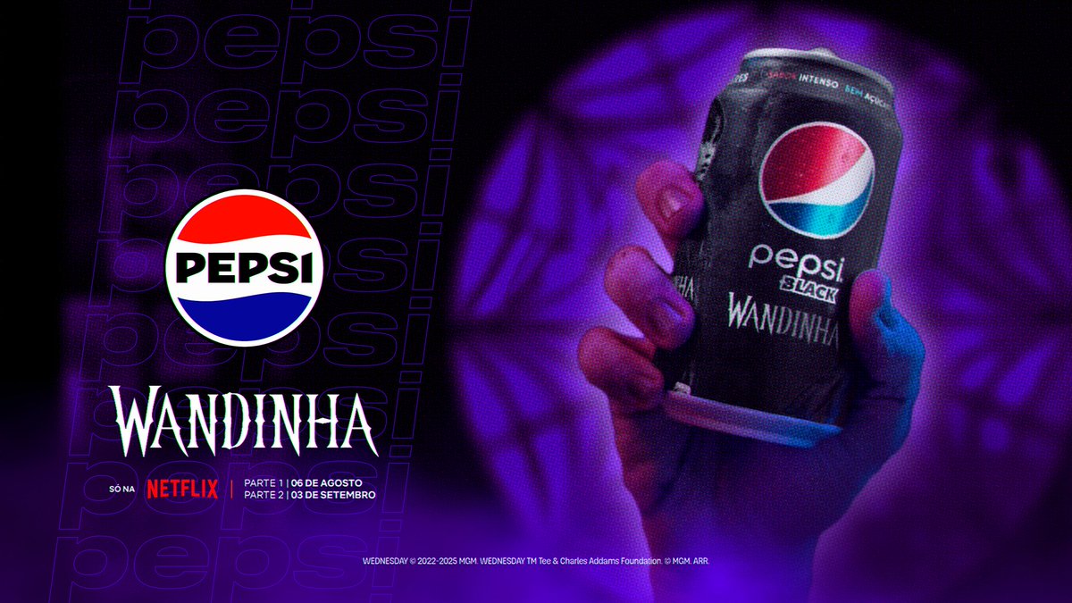 rod_ortegaaa's tweet photo. Uma pessoa comentou num grupo em que estou, que o marketing de Wandinha aqui no brasil iria casar muito mais com a Pepsi do que com Guaraná Antarctica... 

Nisso decidi abrir o photoshop e testar uma coisa... e não é que combinou mesmo!? https://t.co/if3Ov7mUvd