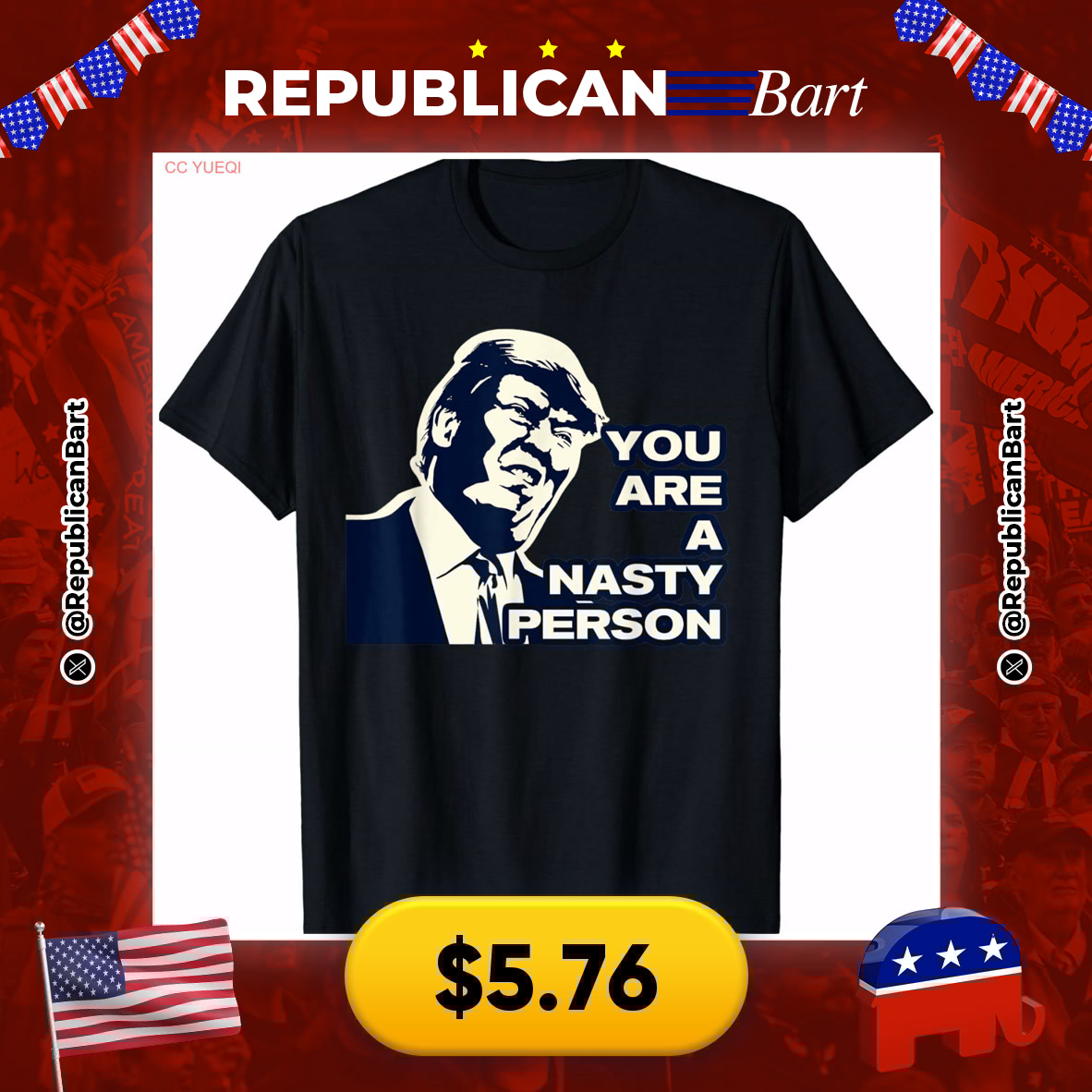 RepublicanBart's tweet image. THE NASTY TRUMP TEE! 🔥🎤

👕 Trump 'Nasty Person' T-Shirt
💰 $5.76

🔗 s.click.aliexpress.com/e/_ok6Wmev

#TrumpMerch #PoliticalHumor #StatementTee