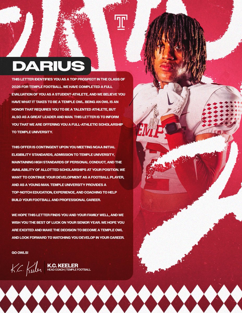 Darius (A1) pope (@dariuspope21) on Twitter photo Official Offer <a href="/Temple_FB/">Temple Football</a>!!
<a href="/CoachKCKeeler/">KC Keeler</a> <a href="/WRTreezy/">Roy Roundtree</a>
<a href="/CoachAhmadTUFF/">Khalil Ahmad</a> <a href="/MiddletownFB/">ᴍɪᴅᴅʟᴇᴛᴏᴡɴ ᴄᴀᴠᴀʟɪᴇʀs</a>
#TempleTUFF Official Offer <a href="/Temple_FB/">Temple Football</a>!!
<a href="/CoachKCKeeler/">KC Keeler</a> <a href="/WRTreezy/">Roy Roundtree</a>
<a href="/CoachAhmadTUFF/">Khalil Ahmad</a> <a href="/MiddletownFB/">ᴍɪᴅᴅʟᴇᴛᴏᴡɴ ᴄᴀᴠᴀʟɪᴇʀs</a>
#TempleTUFF