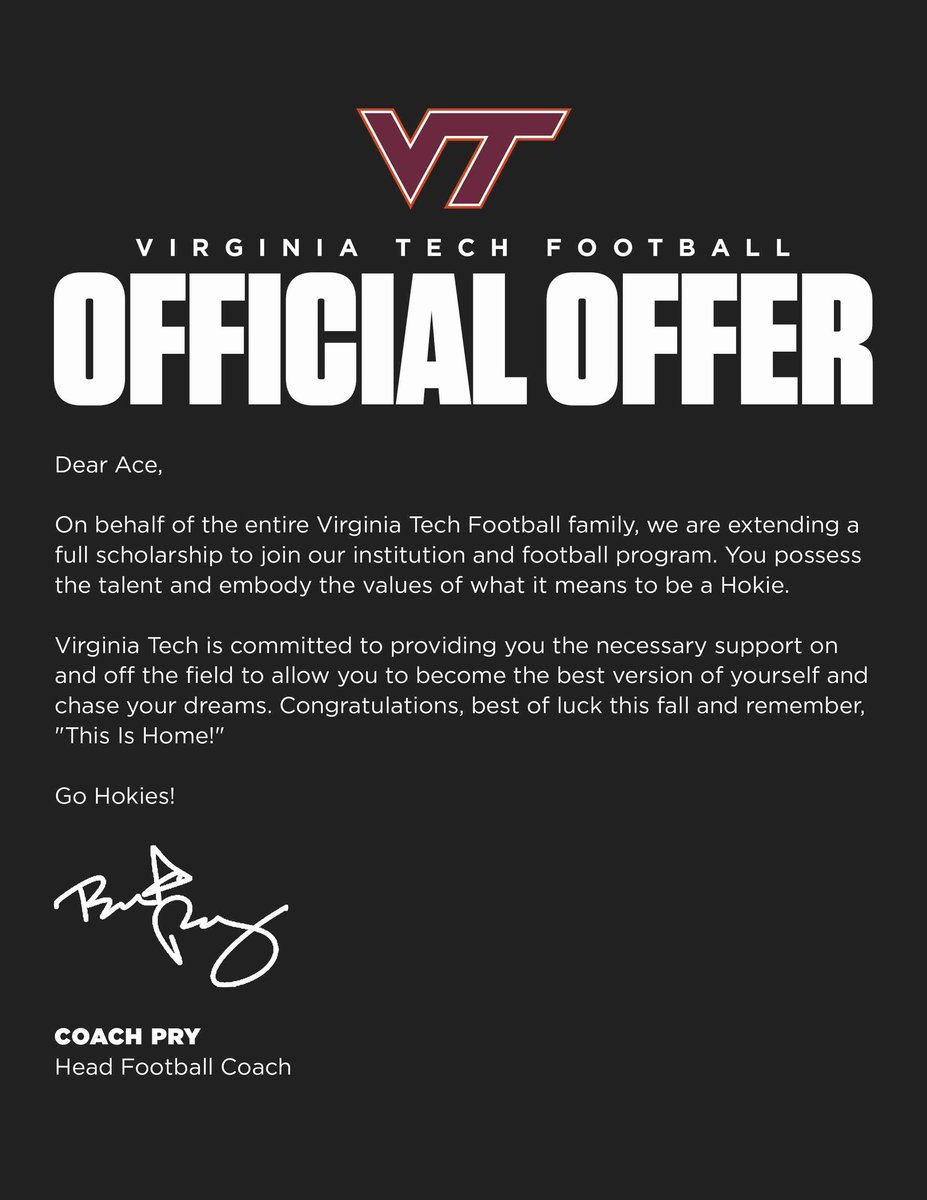 Adrian “Ace” Hamilton (@adrianham1_) on Twitter photo Blessed To Receive an Official Offer from Virginia Tech <a href="/CoachPryVT/">Brent Pry</a> <a href="/CoachMooreVT/">Coach Matt Moore</a> <a href="/CoachEBrooks/">Elijah Brooks</a> #GOHOKIES #AGTG Blessed To Receive an Official Offer from Virginia Tech <a href="/CoachPryVT/">Brent Pry</a> <a href="/CoachMooreVT/">Coach Matt Moore</a> <a href="/CoachEBrooks/">Elijah Brooks</a> #GOHOKIES #AGTG