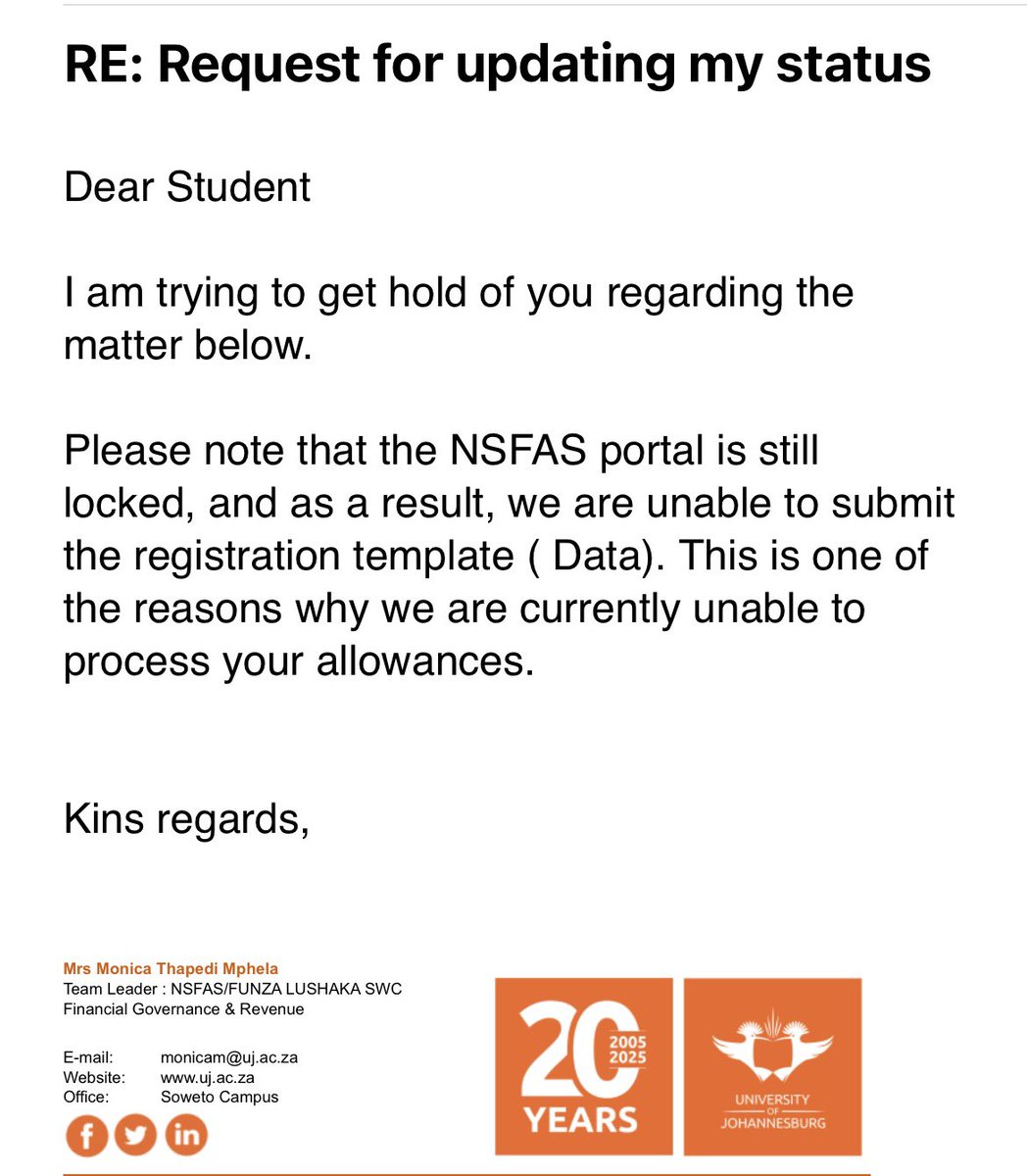 mogurl67's tweet photo. @mclinnen78517 @myNSFAS I guess UJ is also misleading students ???🤷‍♀️ https://t.co/cyBvkxSoI9