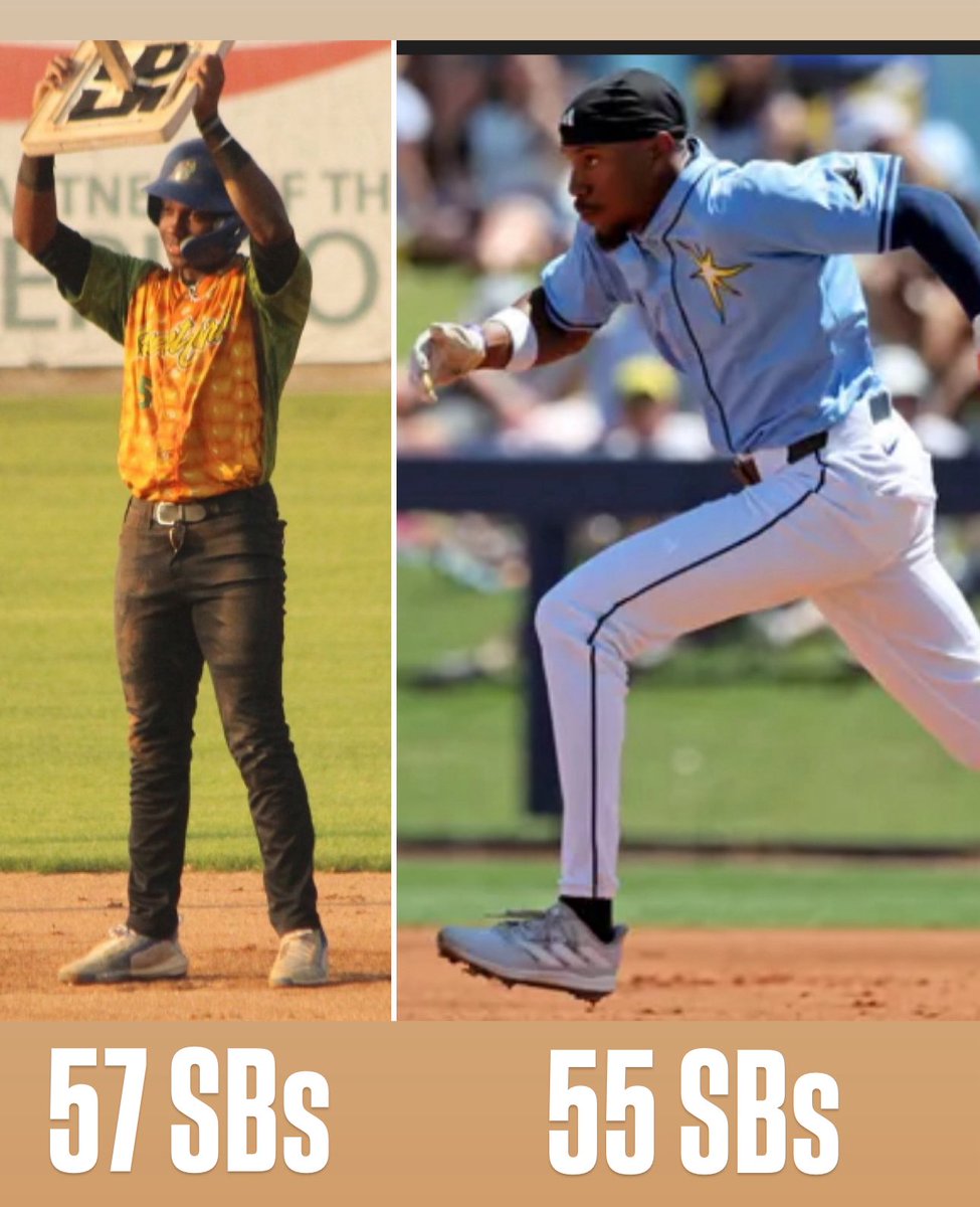 New record holder Larry Edwards of Waterloo. Old record holder Chandler Simpson, now of the Tampa Bay Rays. #waterloobucks