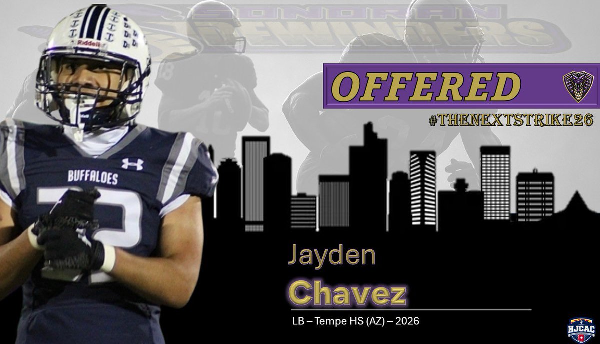 Jayden Chavez (@jaydenchavez_) on Twitter photo #AGTG After a great conversation with <a href="/SS_CoachMonson/">Chad Monson</a> I am blessed to receive my 1st offer from <a href="/SidewindersFB/">Sonoran Sidewinders Football</a> !
#StrikeFast #TempeTurnaround <a href="/Coach_FreemanCC/">Coach Sean Freeman</a> <a href="/Coach_Brax_/">Phil Braxton</a> <a href="/PWilcox_305/">Paris Wilcox</a> <a href="/Coach_MVP/">Coach MVP</a> #AGTG After a great conversation with <a href="/SS_CoachMonson/">Chad Monson</a> I am blessed to receive my 1st offer from <a href="/SidewindersFB/">Sonoran Sidewinders Football</a> !
#StrikeFast #TempeTurnaround <a href="/Coach_FreemanCC/">Coach Sean Freeman</a> <a href="/Coach_Brax_/">Phil Braxton</a> <a href="/PWilcox_305/">Paris Wilcox</a> <a href="/Coach_MVP/">Coach MVP</a>