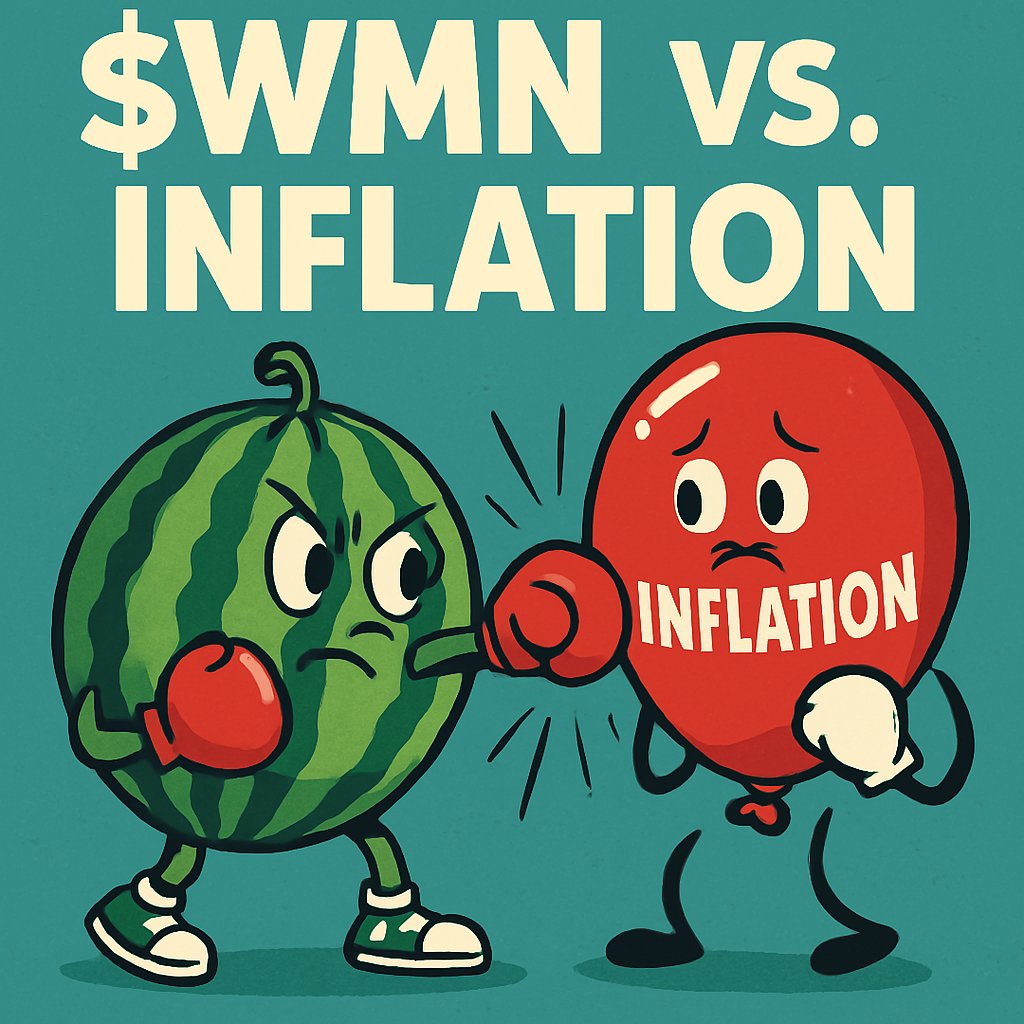 AlpherGold's tweet photo. $WMN vs. INFLATION.
When life gives you inflation… throw a watermelon at it. The JUICE is strong with this one.
@WaterMalonesCTO #WMNMeme #MemeContest #SecretStory #LEGOOnePiece #ทหารกัมพูชา https://t.co/zZlfwjgEjk