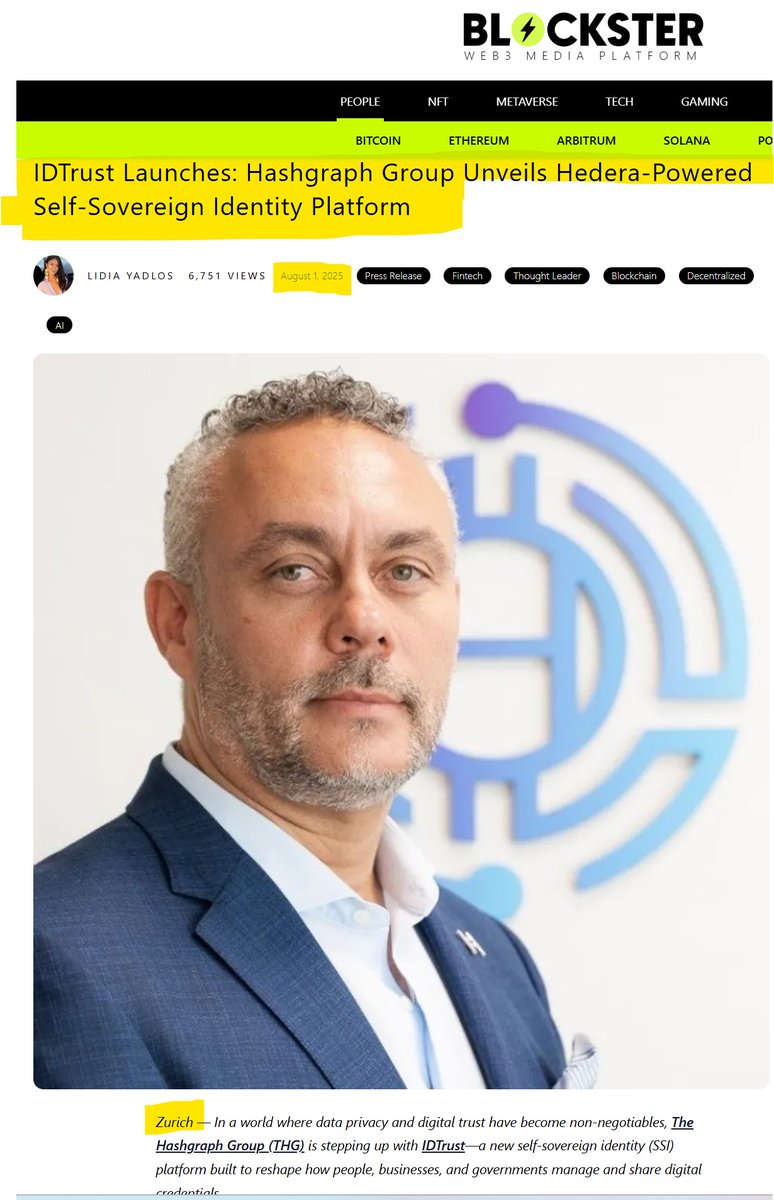DJ_Bax01's tweet photo. $HBAR Hedera Hashgraph Robinhood

🧨 BREAKING NEWS🧨

The Hashgraph Group (THG) has launched IDTrust, a self-sovereign identity (SSI) platform built on Hedera, empowering users to control and verify digital credentials securely. 

Leveraging Hedera’s high-throughput, low-latency Consensus Service (HCS) and IPFS for decentralized storage, IDTrust ensures privacy, scalability, and interoperability with standards like DIDs and OpenID4VCI/VP.

Unlike competitors like Microsoft Entra, IDTrust’s decentralized model uses Hedera’s carbon-negative, cost-effective network to support seamless identity management for individuals, enterprises, and governments. 

Aligned with global initiatives like Switzerland’s e-ID and EU’s eIDAS 2.0, IDTrust simplifies secure digital interactions.

THG is open-sourcing IDTrust’s SDKs through Project Hiero under the Linux Foundation, fostering developer innovation. CEO Stefan Deiss highlights IDTrust’s role in advancing decentralized trust, making it a future-ready solution for digital identity.

Real-World Adoption Is Already Underway
IDTrust isn’t just a prototype—it’s in action:  🧨🧨

One of the Big Four firms is integrating it for internal employee identity.

A major African bank is piloting IDTrust for customer verification.

Ministries of Education are using it for verifiable diplomas and credentials.

Symera WeSuite is leveraging it in AdTech to prioritize consumer privacy while gamifying brand engagement.

Tulupay Identity is bridging Web2 and Web3 identity across African education systems.