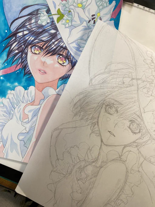 いよいよ本日から1か月お台場ギャラリーにてラブリー原画展開催です! 生原画どうぞご覧下さい!原画販売もしております!貴重な一点物をぜひ! 水彩画にはこっそり下書きも入ってます