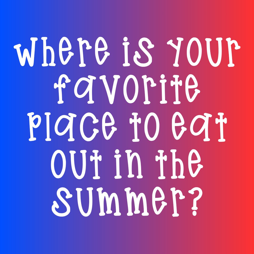TheDiscountDr's tweet photo. What is your favorite place to eat out in the summer? ☀️ https://t.co/uF5YzzjcWF