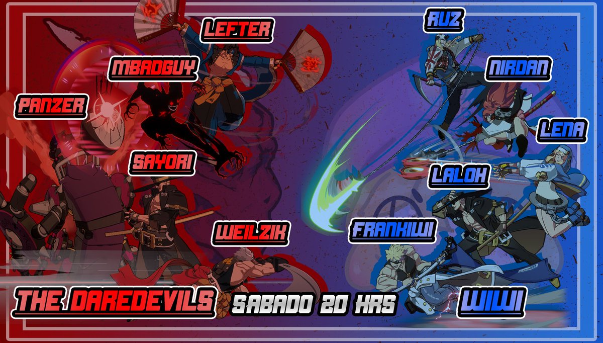 🔥 Donde saltan las chispas ✨

Nuevos duelistas no temen al infierno y vienen en camino.
Los diablos nos cruzamos con WIWI en un FT 5 vs 5, donde cada jugador cuenta con vidas limitadas.

Twitch: twitch.tv/lugelhc
#FGC #GuiltyGear #FTShowdown