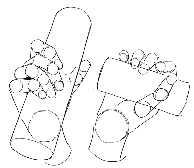 球をつなぐように描いたら形取りやすいかも!(コトブキヤハンドモデル参考) 