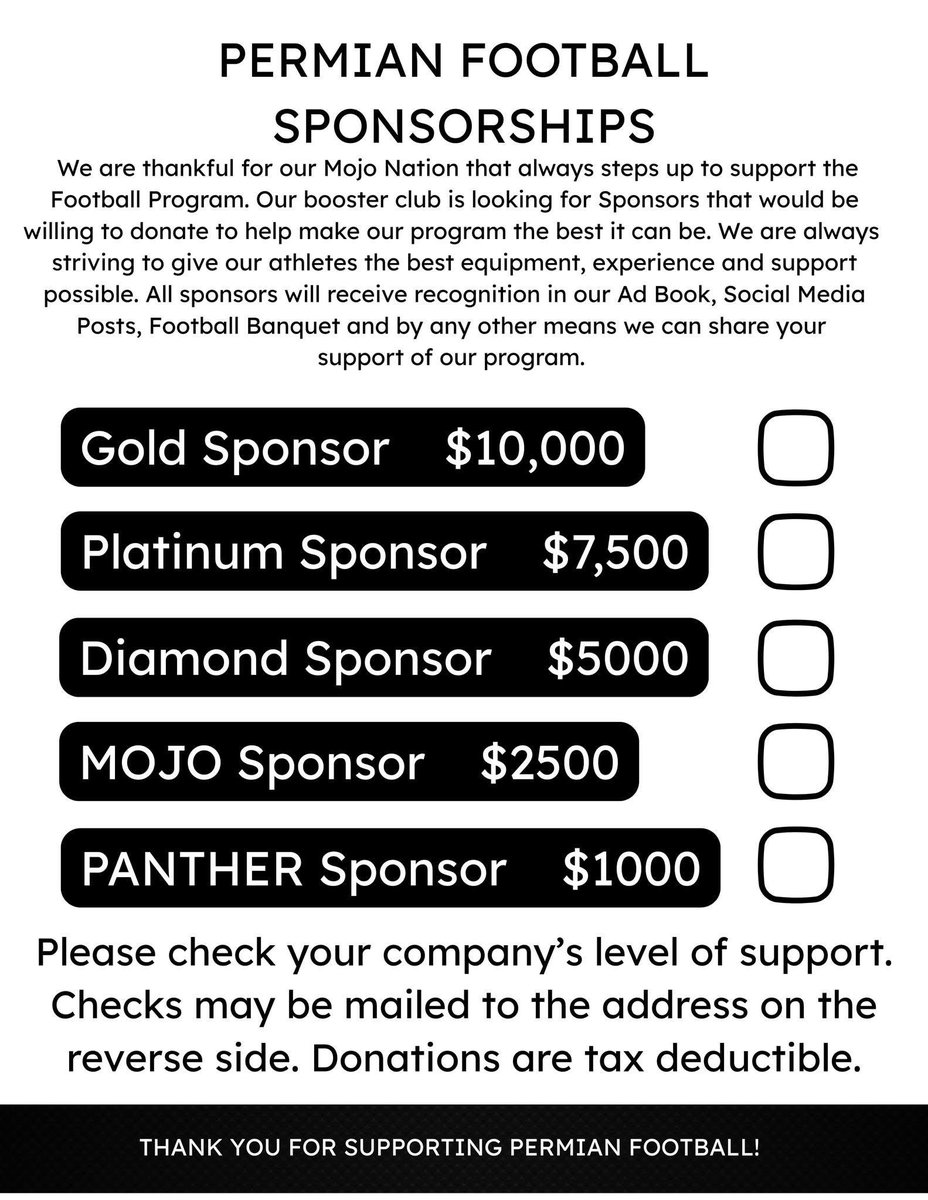 Don’t miss out - get your ads in soon for the Permian football ad book. You can notate to use media day pictures. We appreciate your support!