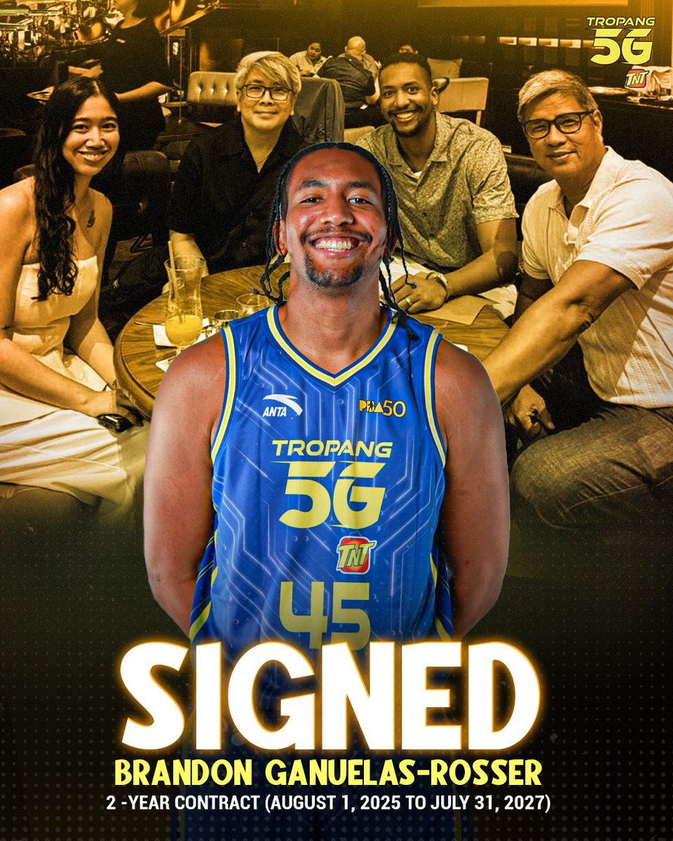 ICYMI: Tuloy ang kwento ni BGR para sa TNT matapos pumirma ng 2-year extension!✍🏼

Congrats, KaTropa!

Inset Photo: (L-R)
Marlina Carlos-Rosser, Charlie Dy, BGR, and Coach Jolas.

#Tropang5G