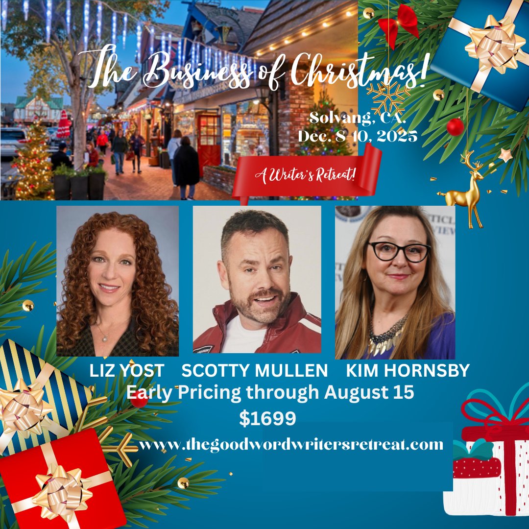 Early Pricing now for our Second Annual Business of Christmas Movie Writers Retreat! Notes on your script, table reads, Pitch to Producers looking for content, all in gorgeous SOLVANG, CA. Message me for details. <a href="/kimhornsby/">Kim Hornsby</a> <a href="/scottymullen/">Scotty Mullen</a>