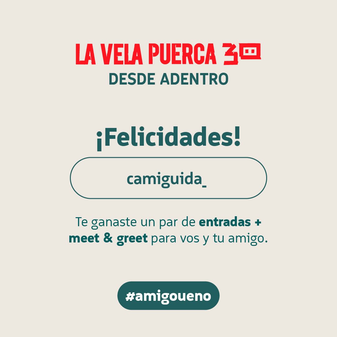 Entre Instagram y X tuvimos un montón de fotos lindas por el Día del Amigo 🥹

Esta vez, la ganadora del Meet&amp;Greet + entradas fue una participante de Instagram y ya la anunciamos allá.

¡Gracias por estar del otro lado! Con tu #amigoueno, las sorpresas nunca paran.