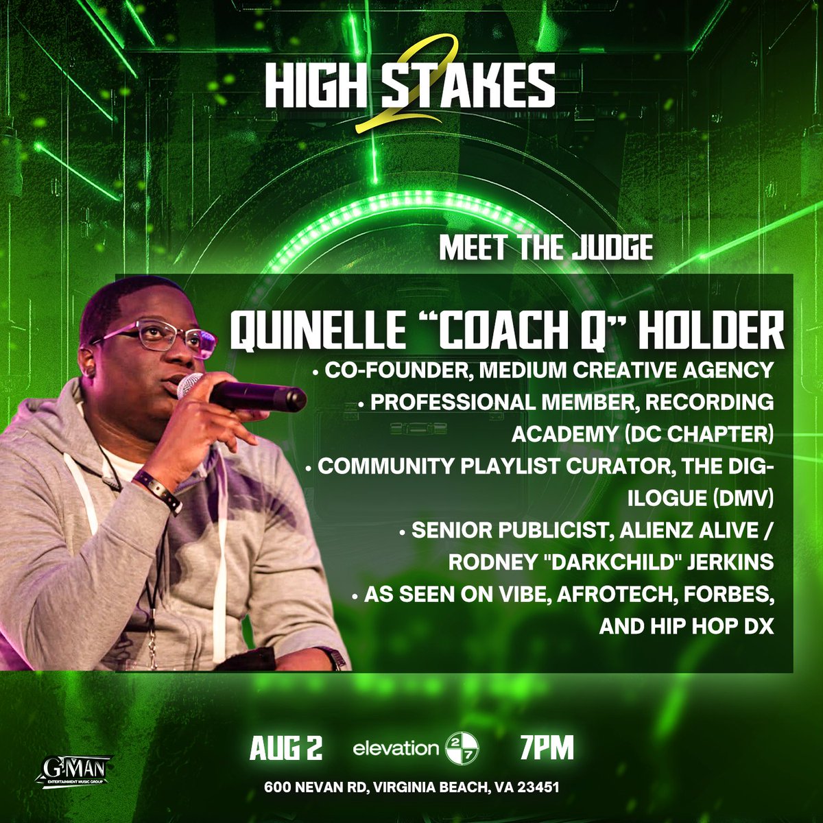 💫

Join our co-founder, Coach Q (@quinelleholder) tomorrow night in VA Beach for #HighStakes2 

Who walks away with $5,000 and more? The only way to find out is to be there in person this Saturday, August 2nd, at <a href="/elevation27/">Elevation 27</a> 

🎟️ via <a href="/Ticketmaster/">Ticketmaster</a>: tinyurl.com/highstakes2