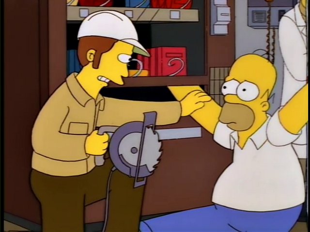 SimpsonsFiles's tweet image. - I'm gonna have to saw your arms off. 
-They'll grow back, right? 
-Oh... yeah.