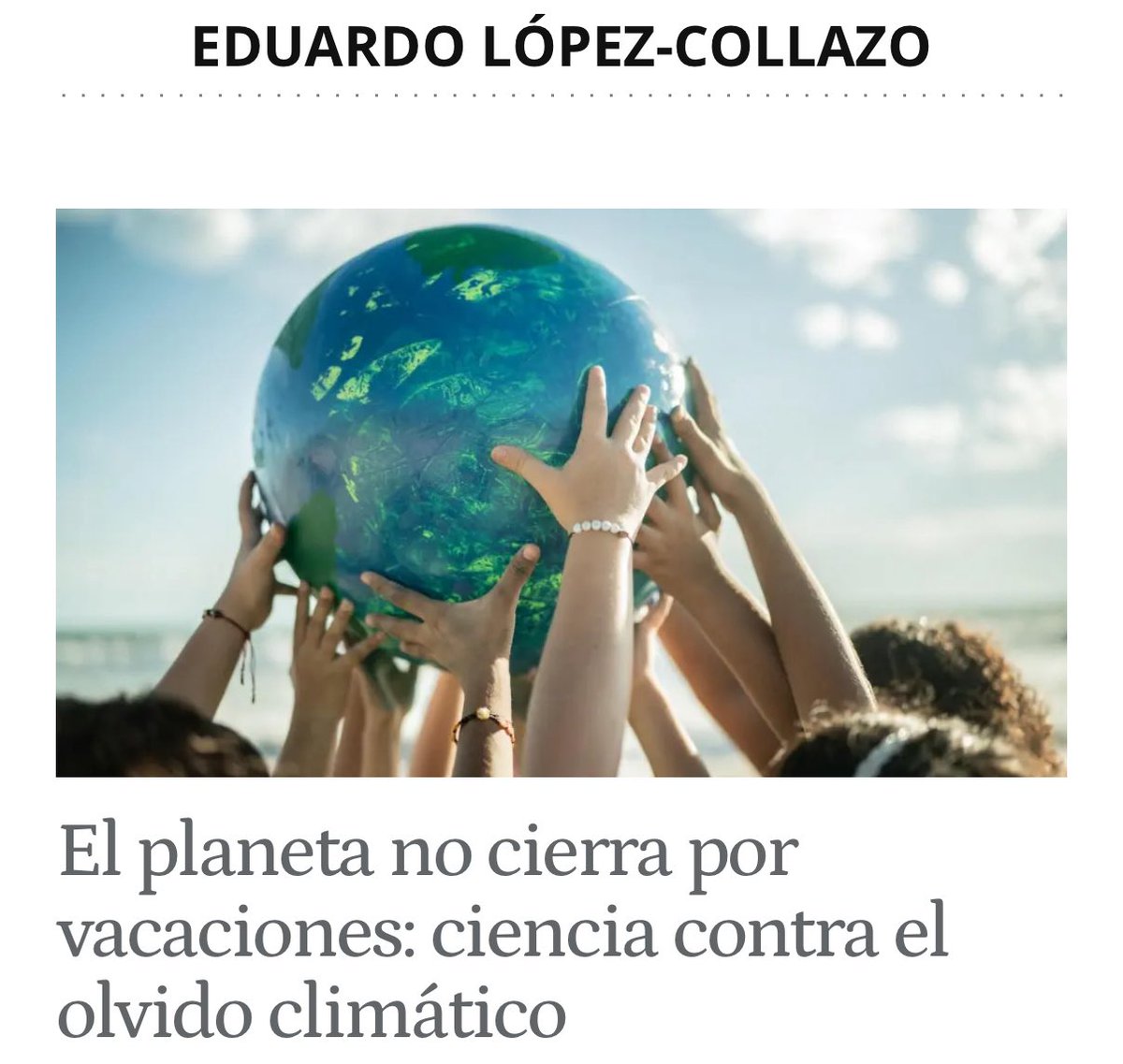 El planeta no cierra por vacaciones. Mi columna: elespanol.com/enclave-ods/se…