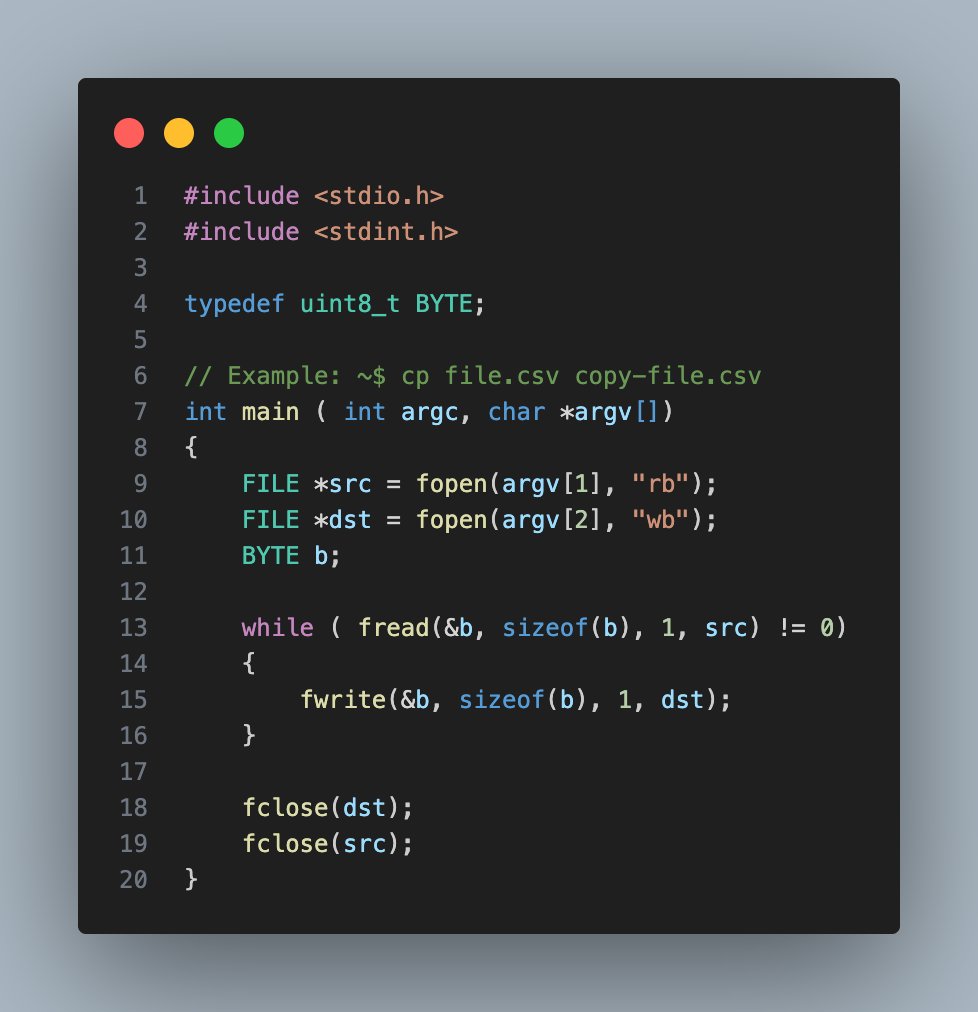 iSahilAnsari's tweet image. Just learned how the cp command works under the hood in C (thanks to CS50&apos;s memory lesson).

This small program copies a file byte by byte using fread and fwrite.

Pretty cool to see how something so common actually works 👇

#cs50 #cprogramming #fullstackdev