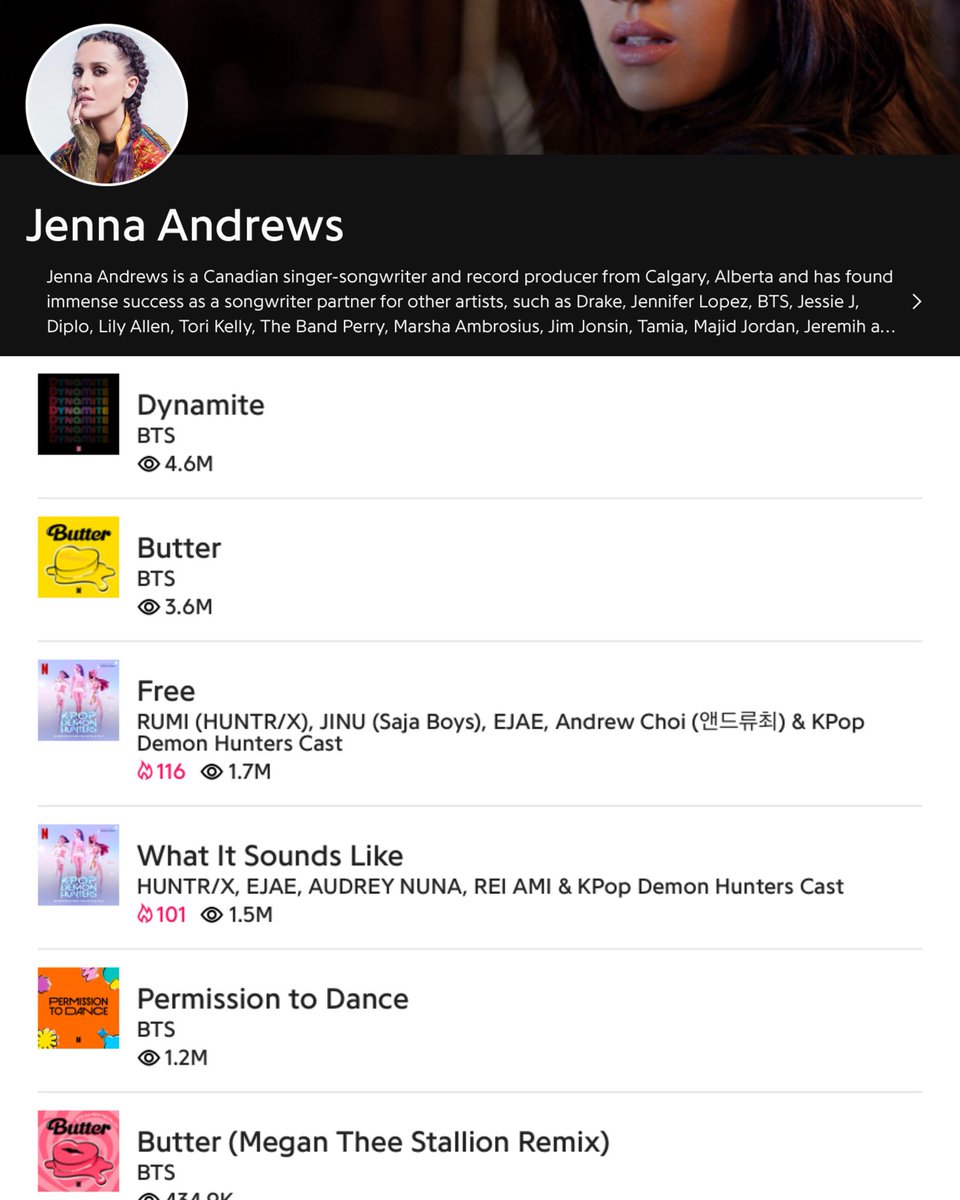 Jenna Andrews

Credits include #BTS, #HUNTRX, #LE_SSERRAFIM #NCT127 #TVXQ 

🔗 genius.com/artists/Jenna-…