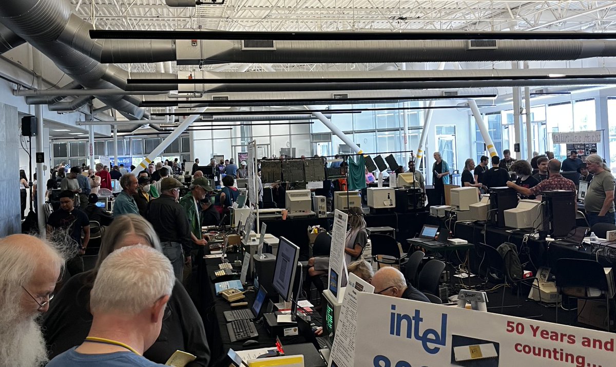 go to the to the Vintage Computer Festival today if you're 1) interested in interface design and 2) in the bay

— GOATs of personal computing in attendance
— a garden of Macintosh computers to use
— room of free items packed with manuals, programming books, spare parts