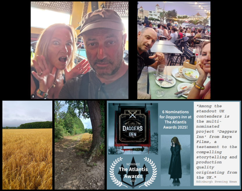 July has been a mixed bag. Working in insane heat in Spain, celebrating our Silver Wedding Anni, a sojourn in the Midlands with runs in the beautiful Leics countryside + news of 6 award noms for DAGGERS INN at The Atlantis Film Awards🥳Life sure does throw some curve balls!