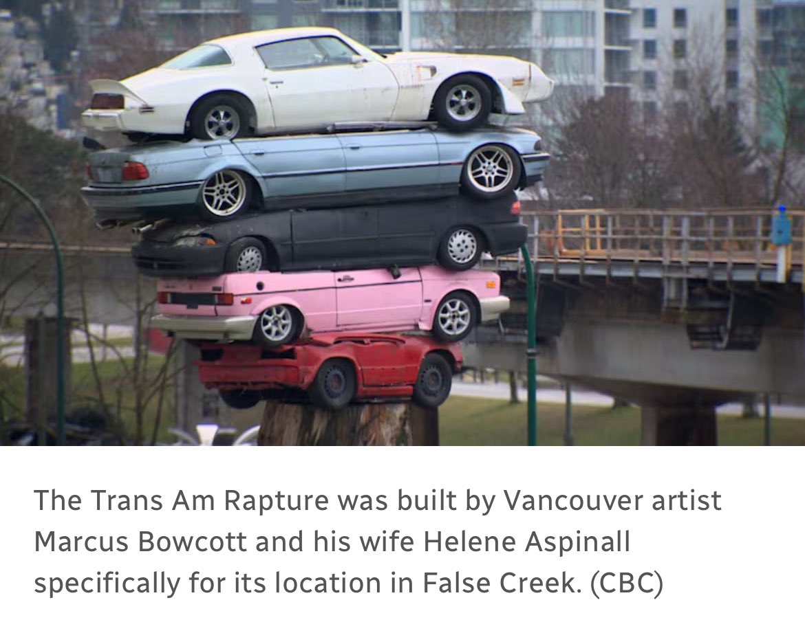 Vancouver Biennale (@van_biennale) on Twitter photo Comments pouring in about <a href="/CityofVancouver/">City of Vancouver</a>’s decision to backtrack on relocation of <a href="/MarcusBowcott/">Marcus Bowcott</a> & Helene Aspinall’s TRANS AM RAPTURE, which we installed in 2015:
Kath Ayres: “I love that sculpture and thought Vancouver was pretty progressive for displaying it.” Comments pouring in about <a href="/CityofVancouver/">City of Vancouver</a>’s decision to backtrack on relocation of <a href="/MarcusBowcott/">Marcus Bowcott</a> & Helene Aspinall’s TRANS AM RAPTURE, which we installed in 2015:
Kath Ayres: “I love that sculpture and thought Vancouver was pretty progressive for displaying it.”
