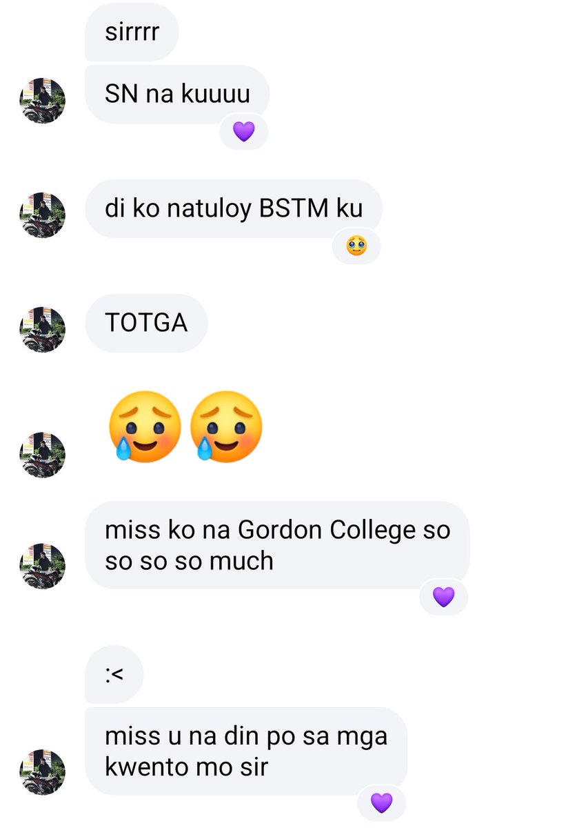 Former BSTM student in my World Lit class turned transferee to another school and another degree. 

Sofer natuwa naman ako sa madaling-araw update na after 2 years, student-nurse (SN) na siya. 😭 Time flies and little did I know kahit papaano nagka-impact klase namin. 🥹