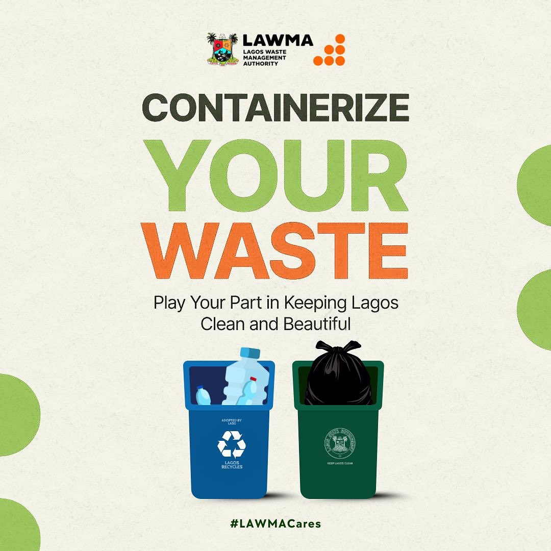 Lawma_gov's tweet image. Properly bag &amp;amp; bin your waste — protect your street, neighbors &amp;amp; the environment. 🛑 No more open dumping!

Join the movement for a cleaner, smarter Lagos.
✅ SORT before you DUMP.

📞 Order your #SmartBin:
08184231609 | 09046634801
🌐 lawmasmartbins.com

#LAWMACares