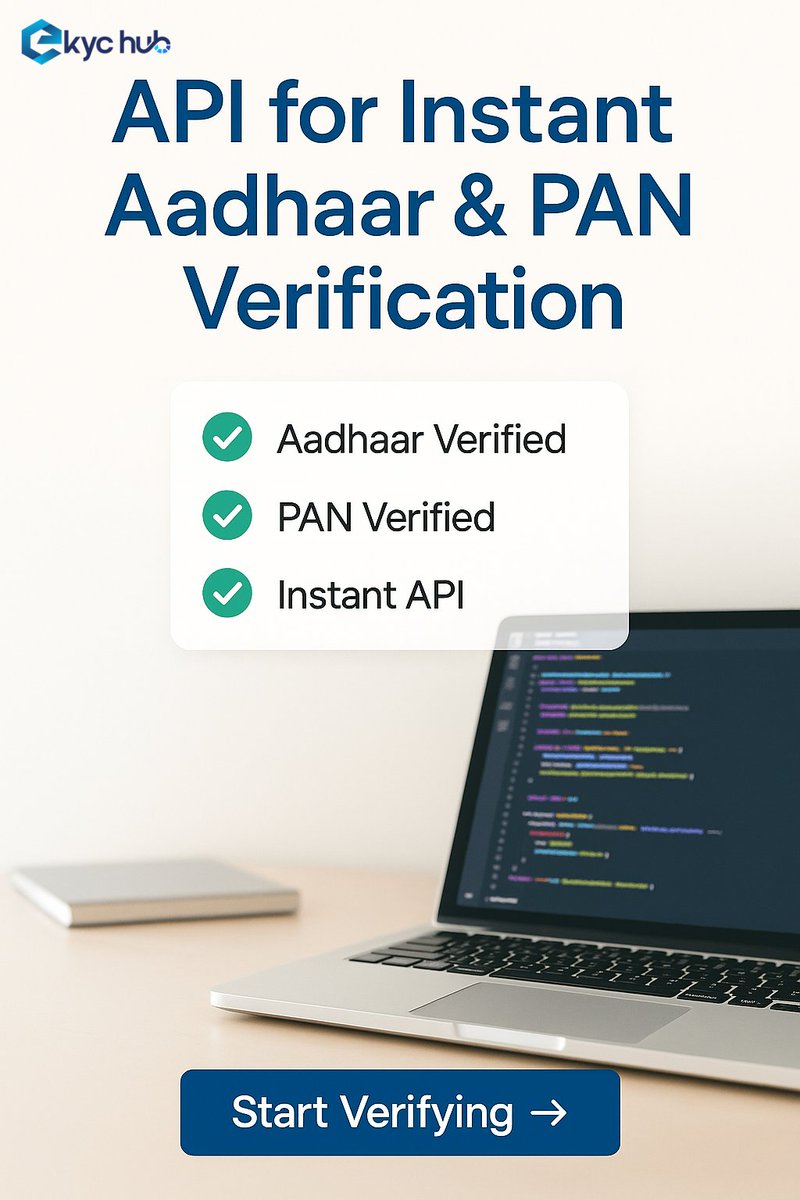 ekyc_hub's tweet image. 🚀 Instant Verification Solutions by ekychub
✅ Aadhaar &amp;amp; PAN Verified in Seconds
🛒 Seamless Seller Onboarding with Verified GSTIN, PAN &amp;amp; Bank
🔌 Plug &amp;amp; Play APIs for Developers &amp;amp; E-commerce Platforms
👉 Start Verifying Now!#ekychub #InstantVerification #AadhaarAPI
