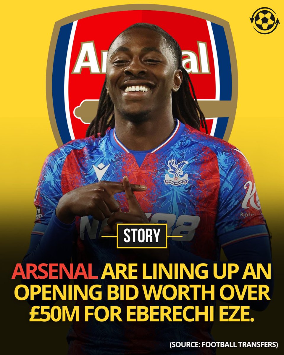Transfer News Live (@deadlinedaylive) on Twitter photo 🚨 Arsenal are lining up an opening bid worth over £50M for Crystal Palace midfielder Eberechi Eze.
(Source: <a href="/Transfersdotcom/">Football Transfers</a>) 🚨 Arsenal are lining up an opening bid worth over £50M for Crystal Palace midfielder Eberechi Eze.
(Source: <a href="/Transfersdotcom/">Football Transfers</a>)