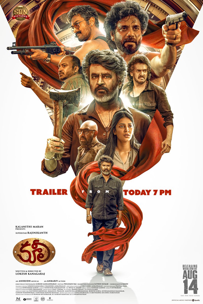 Sun Pictures (@sunpictures) on Twitter photo #Coolie varraan solliko!💥 The day is here! #CoolieTrailer from today 7 PM 😎
Tamil | Sun TV - bit.ly/suntvsubscribe
Telugu | Gemini TV - bit.ly/GeminiSubscribe
Hindi | Sun Bangla - bit.ly/Sunbanglasubsc…
#Coolie releasing worldwide August 14th
<a href="/rajinikanth/">Rajinikanth</a> <a href="/Dir_Lokesh/">Lokesh Kanagaraj</a> #Coolie varraan solliko!💥 The day is here! #CoolieTrailer from today 7 PM 😎
Tamil | Sun TV - bit.ly/suntvsubscribe
Telugu | Gemini TV - bit.ly/GeminiSubscribe
Hindi | Sun Bangla - bit.ly/Sunbanglasubsc…
#Coolie releasing worldwide August 14th
<a href="/rajinikanth/">Rajinikanth</a> <a href="/Dir_Lokesh/">Lokesh Kanagaraj</a>