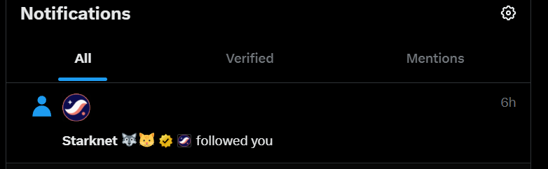 Just opened X and saw <a href="/Starknet/">Starknet (BTCFi arc) 🥷</a> followed me back 😳

What is even happening 😭🐺✨