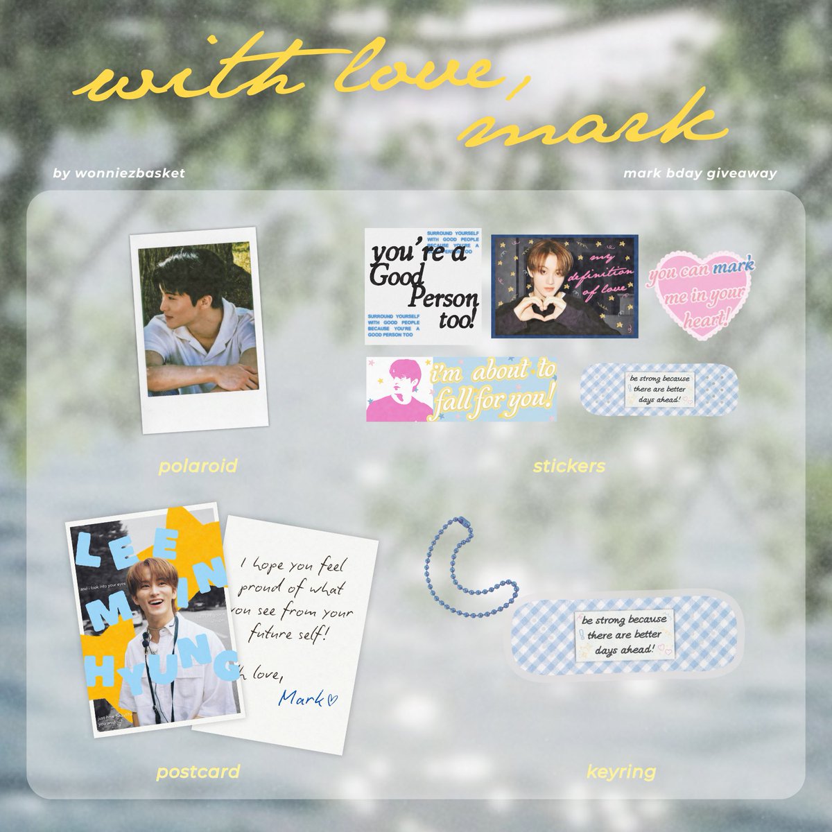 wonniezbasket's tweet image. — mark bday giveaway !! 🍰⭐️🍏

• (1) winner will be drawn | ph only
• rt + like + mbf
• reply with mk's bday tags
• must be willing to shoulder pf 

🕗 will announce winner on 8/3 @ 8:02 pm