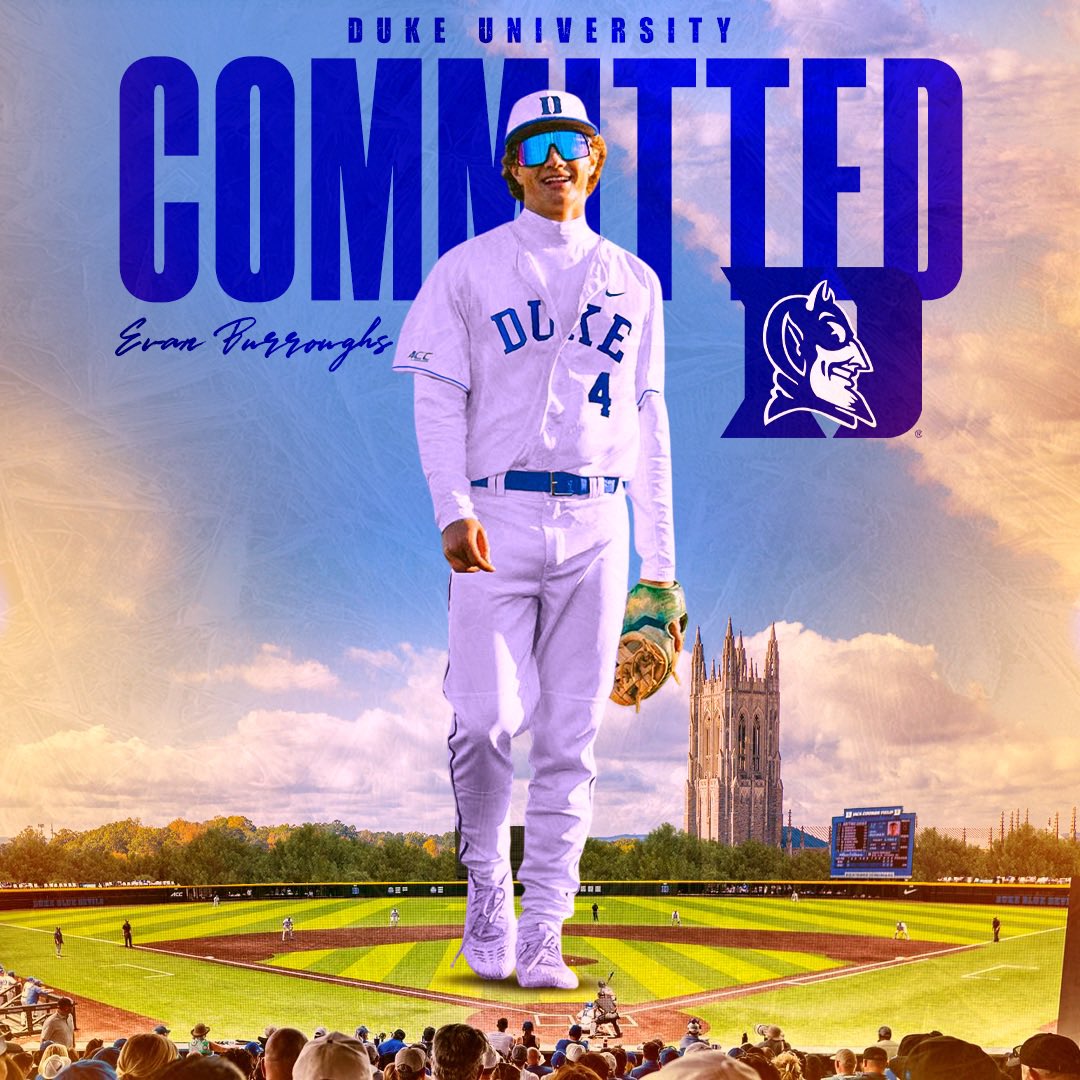 Evan Burroughs (@evanburroughs13) on Twitter photo First and foremost, I would like to thank God as without him none of this would be possible. With that being said I am excited to announce that I will be furthering my academic and athletic career at Duke University. Go Blue Devils!
<a href="/trey_daly/">Trey Daly</a> <a href="/_thedirtbags/">Dirtbags Baseball</a> <a href="/DukeBASE/">Duke Baseball</a> First and foremost, I would like to thank God as without him none of this would be possible. With that being said I am excited to announce that I will be furthering my academic and athletic career at Duke University. Go Blue Devils!
<a href="/trey_daly/">Trey Daly</a> <a href="/_thedirtbags/">Dirtbags Baseball</a> <a href="/DukeBASE/">Duke Baseball</a>
