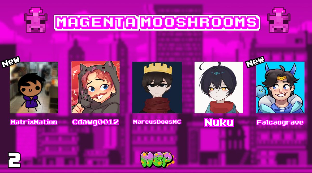 MC Platinum (@mcplatinumeven1) on Twitter photo Announcing the Mooshrooms for MC Platinum 2! Watch them compete on August 9th, at 12pm EST/5pm BST!
<a href="/matrixmation1/">MatrixMation</a> <a href="/Cdawg0012/">Cdawg 🦇</a> <a href="/MarcusDoesMC/">MarcusDoesMC</a> <a href="/nukumorikaliket/">nuku(in subathon)</a> <a href="/Falcaograve_/">Falcao</a> Announcing the Mooshrooms for MC Platinum 2! Watch them compete on August 9th, at 12pm EST/5pm BST!
<a href="/matrixmation1/">MatrixMation</a> <a href="/Cdawg0012/">Cdawg 🦇</a> <a href="/MarcusDoesMC/">MarcusDoesMC</a> <a href="/nukumorikaliket/">nuku(in subathon)</a> <a href="/Falcaograve_/">Falcao</a>