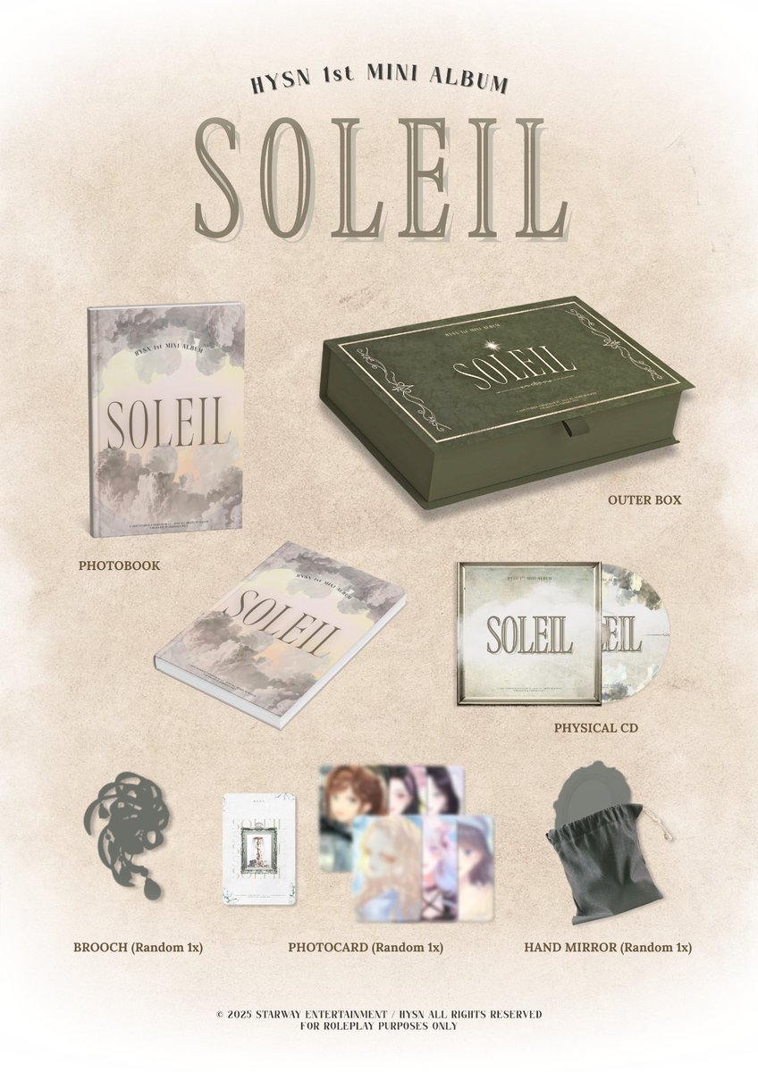 ㅤ
STARWAY ENTERTAINMENT

𝑯𝒀𝑺𝑵
1ST MINI ALBUM: 𝐒𝐎𝐋𝐄𝐈𝐋
ㅡ GLOBAL RELEASE

02.08.25ㅤ
ㅤ
Out now on all platforms!! 
👉🏻 [ RT to purchase ]
ㅤ