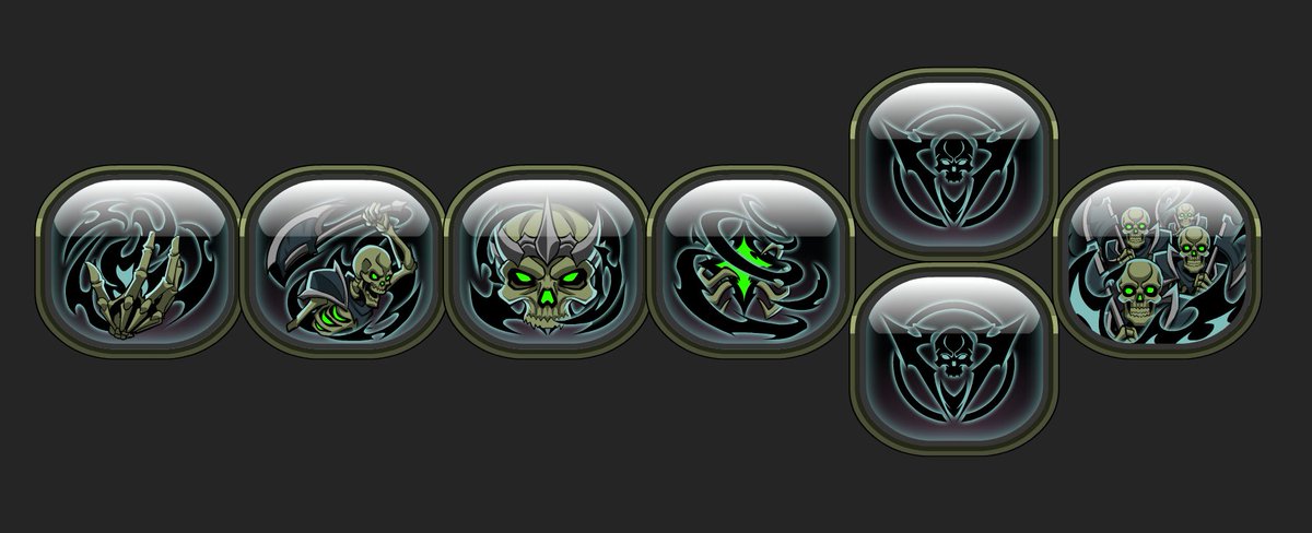 Yo_Lae's tweet image. Worked on the skill icons for the Lich Class 💀