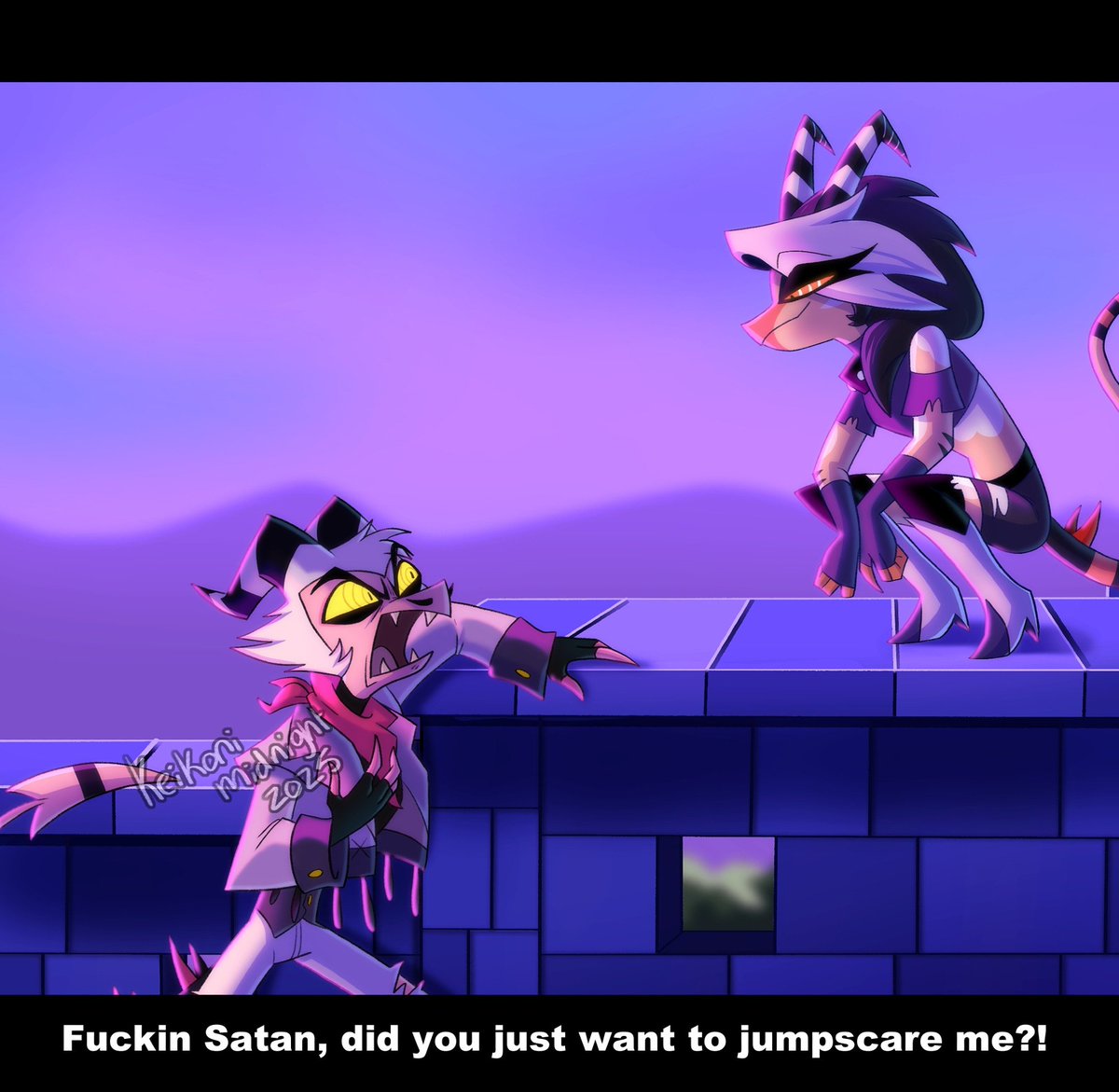 keikonimidnight's tweet image. Self indulgence with a scene from K-pop demon hunters ✨ #HelluvaBossFanart