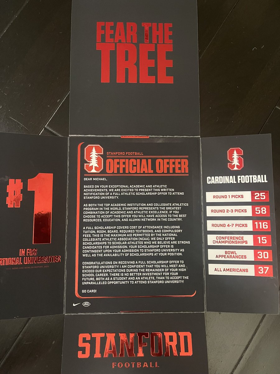 Blessed!🌲
<a href="/StanfordFball/">Stanford Football</a> #CoachLuck <a href="/Coach_Merkle/">Thomas Merkle</a>