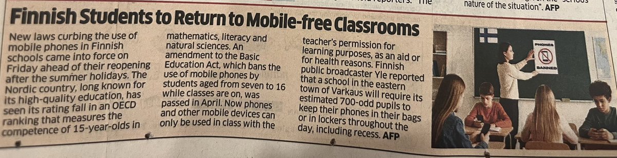 Finland is going mobile-free in classrooms.
Not a ban. A bold step to bring back focus, connection &amp; real learning.

For India, this isn’t just news. It’s a wake-up call.
#Education #India #Finland #DigitalDetox
<a href="/cbseindia29/">CBSE HQ</a>