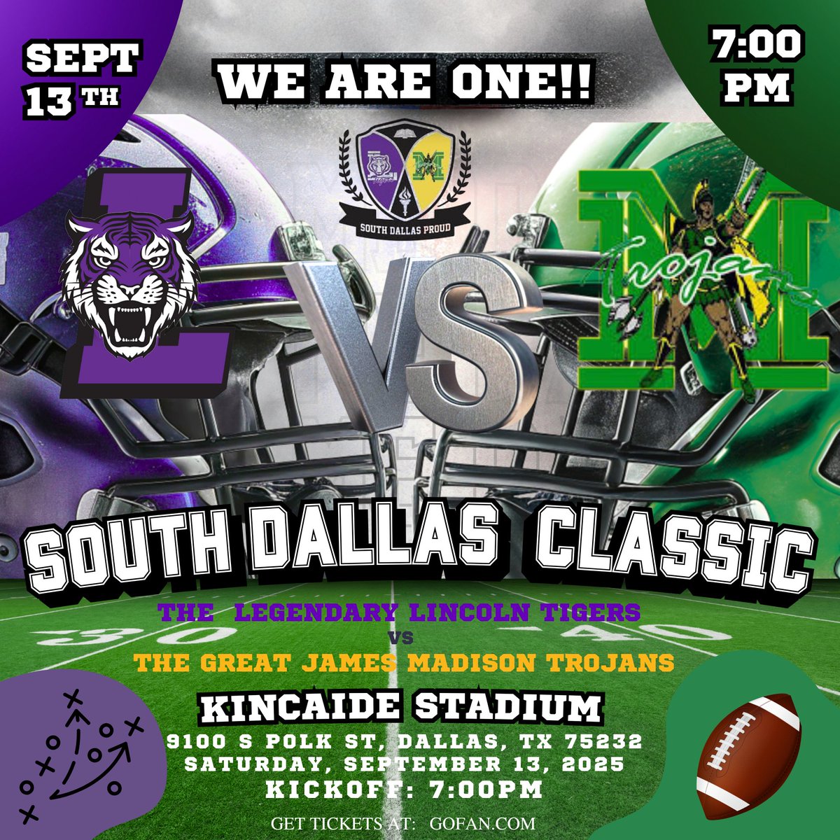LegendaryLHS's tweet photo. It's almost that time. Who will take home the South Dallas Classic Trophy? The Legendary Lincoln Tigers won last year! Come see who will be crowned the KING of South Dallas! The game is on Sat, September 13, 2025 at Kincaide Stadium @ 7pm.
🟣⚪🐅🏆🥇
#BeLegendary
@LincolnMadison7 https://t.co/WOXcqEXr23