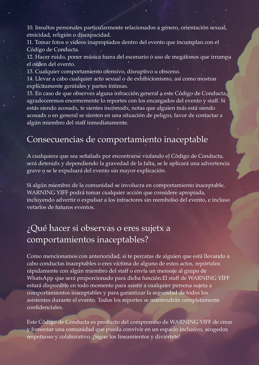 ✨✨✨Léanlo con atención, porque es clave para que la convivencia sea mágica, divertida y respetuosa. 

Queremos un espacio seguro y lleno de buena vibra para todxs, y eso depende de todxs nosotrxs ¡Sigamos creando juntxs un lugar donde podamos brillar sin miedo! 💖🌈🪄