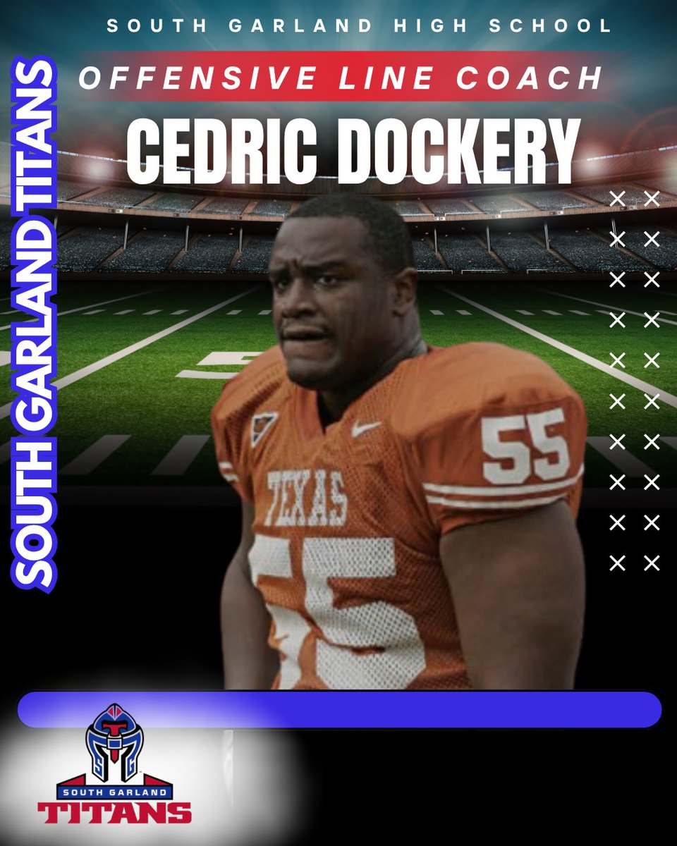 🚨SPLASH HIRE ALERT🚨
Welcome Coach Cedric Dockery to Titan Football! 💪🏾
Garland product. 2005 Nat’l Champ 🏆 @ Texas. NFL Saints Camp. OL BEAST.
The trenches just got ELITE! 🔥
#TitanTrenches #BuiltByDock #GarlandToTheLeague