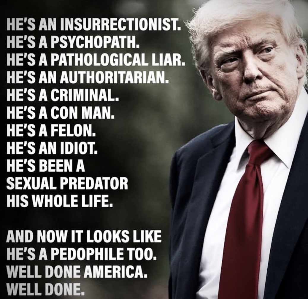 EveAdam0's tweet photo. @allenanalysis Wouldn’t surprise me if #TraitorTrump set her up at Camp Mystic. After all, he’s not just a pathological lying traitor, felon&amp;rapist…He’s—at the very least, a pedophile enabler. Much more likely a pedophile.😵‍💫🐍😩💔🤍💙
#RepublicanValues 
#GOP=FUCKING AMERICAN TRAITORS.🐍 https://t.co/gBoB4DzsX1