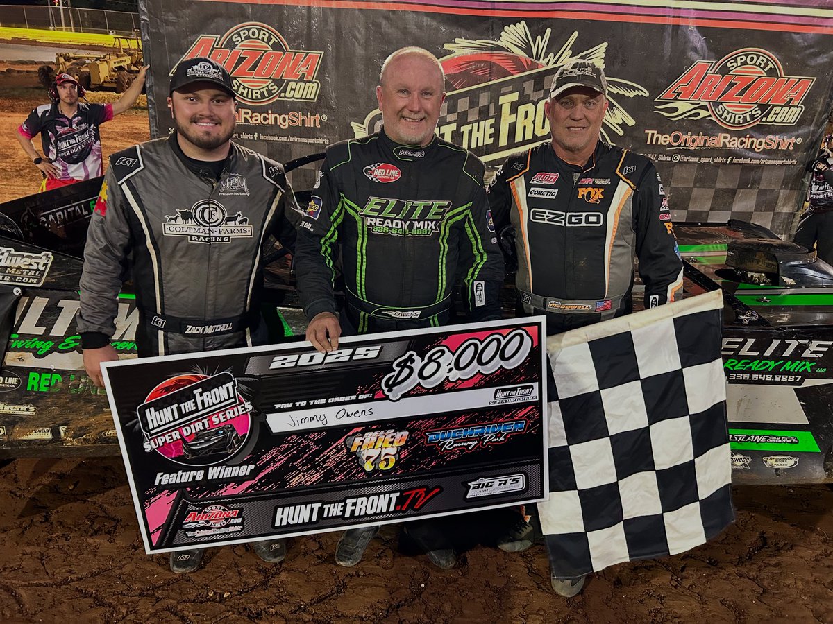 Hunt the Front Super Dirt Series (@huntthefrontsds) on Twitter photo Leading only the final three circuits, <a href="/JimmyOwens_20/">Jimmy Owens</a> comes from the eighth-starting position to collect his fifth-career <a href="/HuntTheFrontSDS/">Hunt the Front Super Dirt Series</a> victory here at Duck River. ๐ฆ
<a href="/smcdowellracing/">Shane McDowell Racing</a> comes up just short in second while <a href="/ZMitchellRacing/">Zack Mitchell Motorsports</a> rounds out the podium in third. ๐ Leading only the final three circuits, <a href="/JimmyOwens_20/">Jimmy Owens</a> comes from the eighth-starting position to collect his fifth-career <a href="/HuntTheFrontSDS/">Hunt the Front Super Dirt Series</a> victory here at Duck River. ๐ฆ
<a href="/smcdowellracing/">Shane McDowell Racing</a> comes up just short in second while <a href="/ZMitchellRacing/">Zack Mitchell Motorsports</a> rounds out the podium in third. ๐